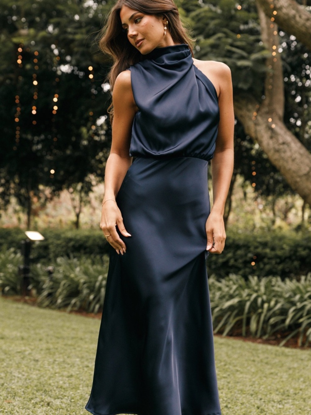 Petal & Pup Deep Blue Sleeveless High-Neck Maxi Dress